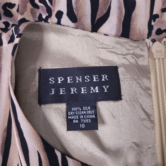 VTG Spenser Jeremy Leopard Animal Print 100% Silk Faux Wrap Sleeveless Dress 10 - Picture 11 of 13